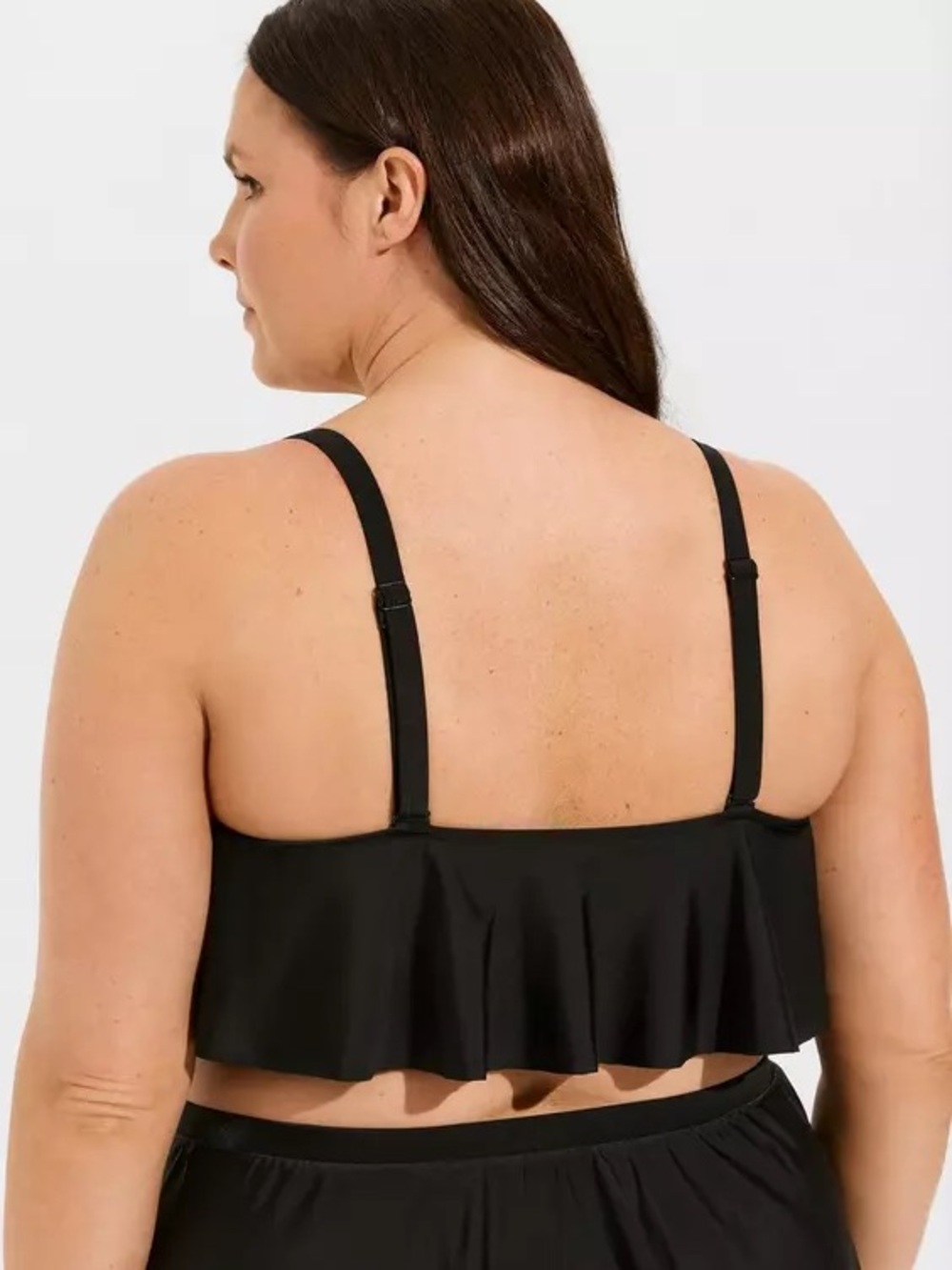 Torrid Black Ruffle Flounce Bikini Swim Top Size 4 Plus Size UPF 50+ NWOT - Picture 2 of 6
